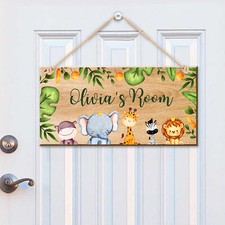 Listing image for Personalised Children's Door Name Plaque Boys or Girls Bedroom Room Hanging Sign