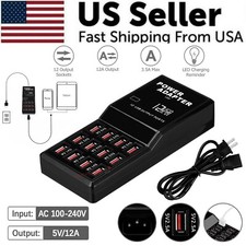 Listing image for Multi 12 Port USB Charging Station Hub Desktop Wall Cell Phone Charger Organizer