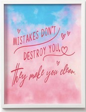 Listing image for Inspirational Wall Art Pink Blue, Motivational Desk Sign Bedroom Dorm Office