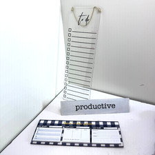 Listing image for Office Desk Decor Set Acrylic To Do List Planner Wood Signs Productive On Break