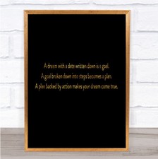 Listing image for A Plan Backed By Action Makes Dreams Come True Quote Print Poster