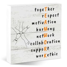Listing image for Motivational Office Wooden Desk Sign Farmhouse Positive Teamwork Definition