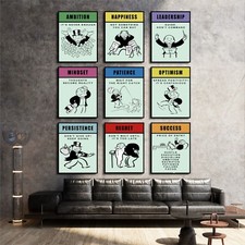 Listing image for Set of 9 Monopoly Motivation Vision of Success Mindset Work POSTER / CANVAS ed3