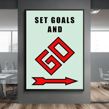 Listing image for SET GOALS Monopoly ed1 Game Motivation Success Work Wall Decor Art POSTER CANVAS