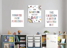 Listing image for 3 Piece Motivational Classroom Canvas Wall Art Set Inspirational Quote Posters