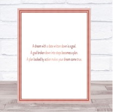 Listing image for A Plan Backed By Action Makes Dreams Come True Quote Print Poster