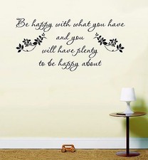 Listing image for Be happy with what you have inspirational quote sticker vinyl wall art
