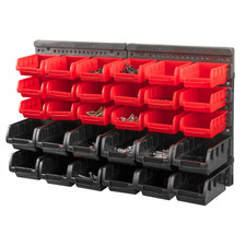 Listing image for KCT 32 PCS WALL MOUNT STORAGE BOARD ORGANISER BOXES GARAGE DIY BIN PANEL RACK
