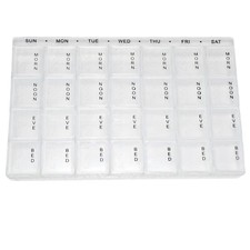 Listing image for Weekly Pill Organizer - 7 Day Medication Storage Box with 4 Compartments