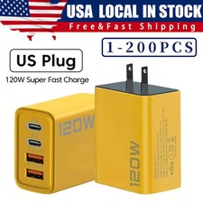Listing image for 120W 4-Port USB C Fast Wall Charger Block For All Cell Phone iPad lot