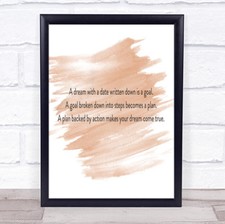 Listing image for A Plan Backed By Action Makes Dreams Come True Quote Print Poster
