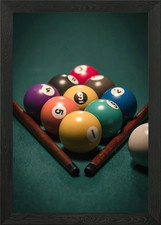 Listing image for Pool Balls and Cues Framed Wall Art Poster Canvas Print Picture