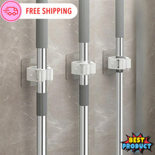 Listing image for 6Pcs Mop Broom Holder Wall Mount Self Adhesive Storage Rack Kitchen Tools UK