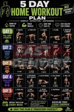 Listing image for 5 Day Home Workout Plan No Equipment Full Body Weight Loss Poster Guide