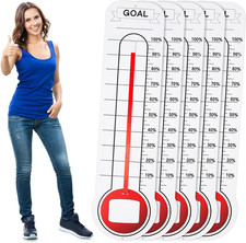 Listing image for 5 Pcs Goal Chart Fundraising Thermometer Goal Setter Board Goal Tracker Giant Go