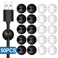 Listing image for 5/10/20/30/40/50 Cable Clips Tidy Cord Lead Organiser USB Charger Holder Drop