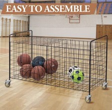 Listing image for Storage Cart Basket Organizer Cage Metal Ball Garage Pool Gym Equipment MyGift