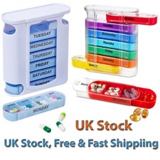 Listing image for Weekly 7 Days Pill Box 28 Compartments Pill Organizer Plastic Medicine Storage