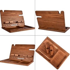 Listing image for Wood Docking Station Nightstand Organizer 2 Phones, Wallet, Watch, Tablet & more