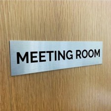 Listing image for Meeting Room Door Sign Silver Aluminium 203 x 51mm Self Adhesive Office Business