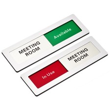 Listing image for Office Door Sign, Meeting Room Available In Use, Silver, Black Letters, 1 Pcs