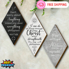 Listing image for Motivational Quotes Wooden Wall Decor Bible Verse Plaques Hanging Christian Sign