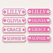 Listing image for Personalised Name Pink Door Sign – Custom Girls Bedroom Decoration Plate Plaque