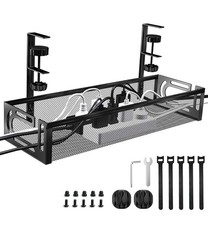 Listing image for Under Desk Cable Management Tray No-Drill Metal Wire Organizer Clamp
