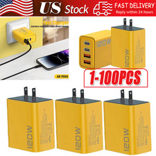 Listing image for 120W 4-Port USB C Fast Wall Charger Block All Cell Phone 16 15 13 11 X iPad lot