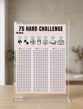 Listing image for 75 Hard Challenge Tracker A4 Wall Chart Habit Fitness Log Workout Poster Pink