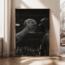 Listing image for Kobe Bryant Lock In Motivational Wall Art – Black & White Basketball Poster