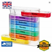 Listing image for Weekly 7 Day Pill Box 28 Compartment Tablet Organizer Medicine Storage Dispenser