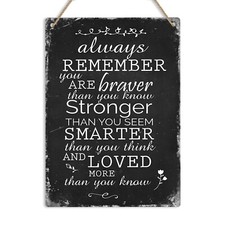 Listing image for Always Remember You Are Braver Smarter Quote Metal Wall Sign Plaque Motivational