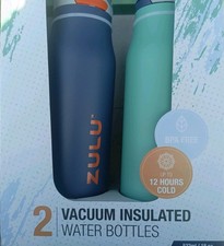Listing image for 2 X Zulu Vacuum Insulated Stainless Steel WaterBottle Gym Workout Sports Bottle