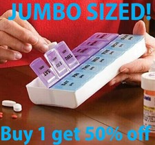 Listing image for Jumbo Extra Large 7.5" x 4" Pill Organizer 7 Day 2 Times a Day Weekly Pill Box