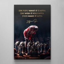Listing image for Michael Make It Happen Motivational Unframed Poster Basketball Home Deco