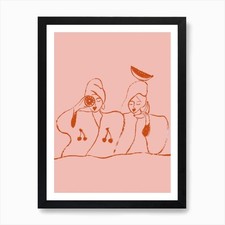 Listing image for Self Care Pink One Line Art Print Framed Wall Art Poster Canvas Print Picture