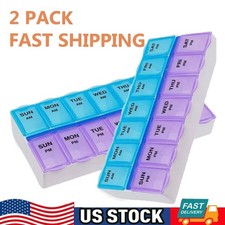 Listing image for 2 Pack Weekly Pill Box Organizer Twice a Day 7 day AMPM Medicine Organizer Case