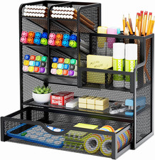 Listing image for Mesh Pen Holder for Desk, Multi-Functional Pencil Organizer with Drawer, Desk Or